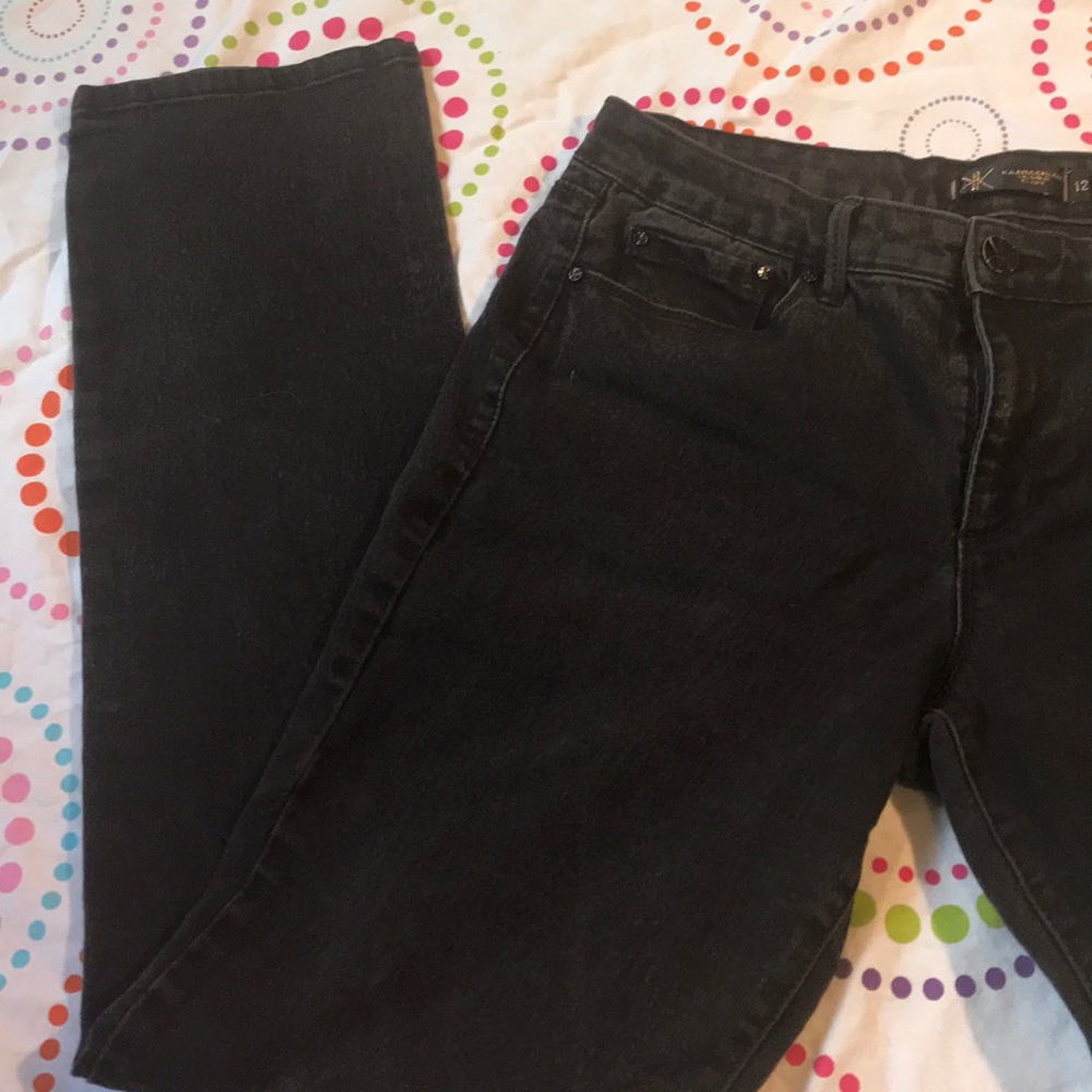 Kardashian Collection Black Curvy Straight Jeans
